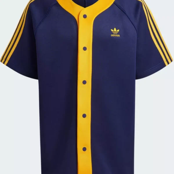 T-shirt Adidas Originals Adicolor Plus Jersey's Clothing bleu foncé équipage jaune