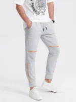 Pantalon de survêtement pour homme avec coutures contrastées - gris V2 – Image 4