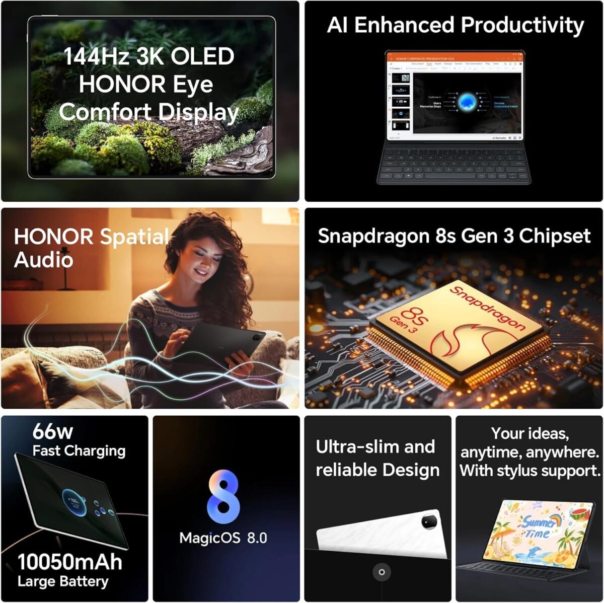 HONOR MAGICPAD 2 Tablette WIFI, 12 Go 256 Go, 12,3 pouces 144 Hz OLED, Snapdragon 8s Gen 3, 8 haut-parleurs, batterie 10050 mAh, Android 14, service Google – Image 8