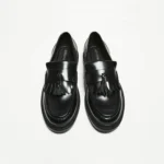 Chaussure noir MOCASSINS - Chaussons - noir  À FRANGES AVEC POMPON -