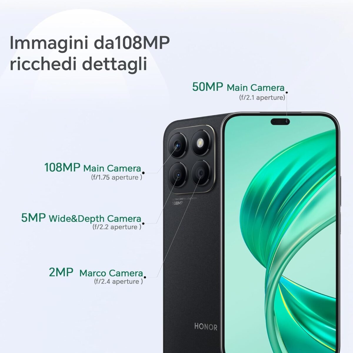 HONOR X8b - 6.7" AMOLED, 8Go+256Go, Caméra 108MP, NFC - Noir – Image 2
