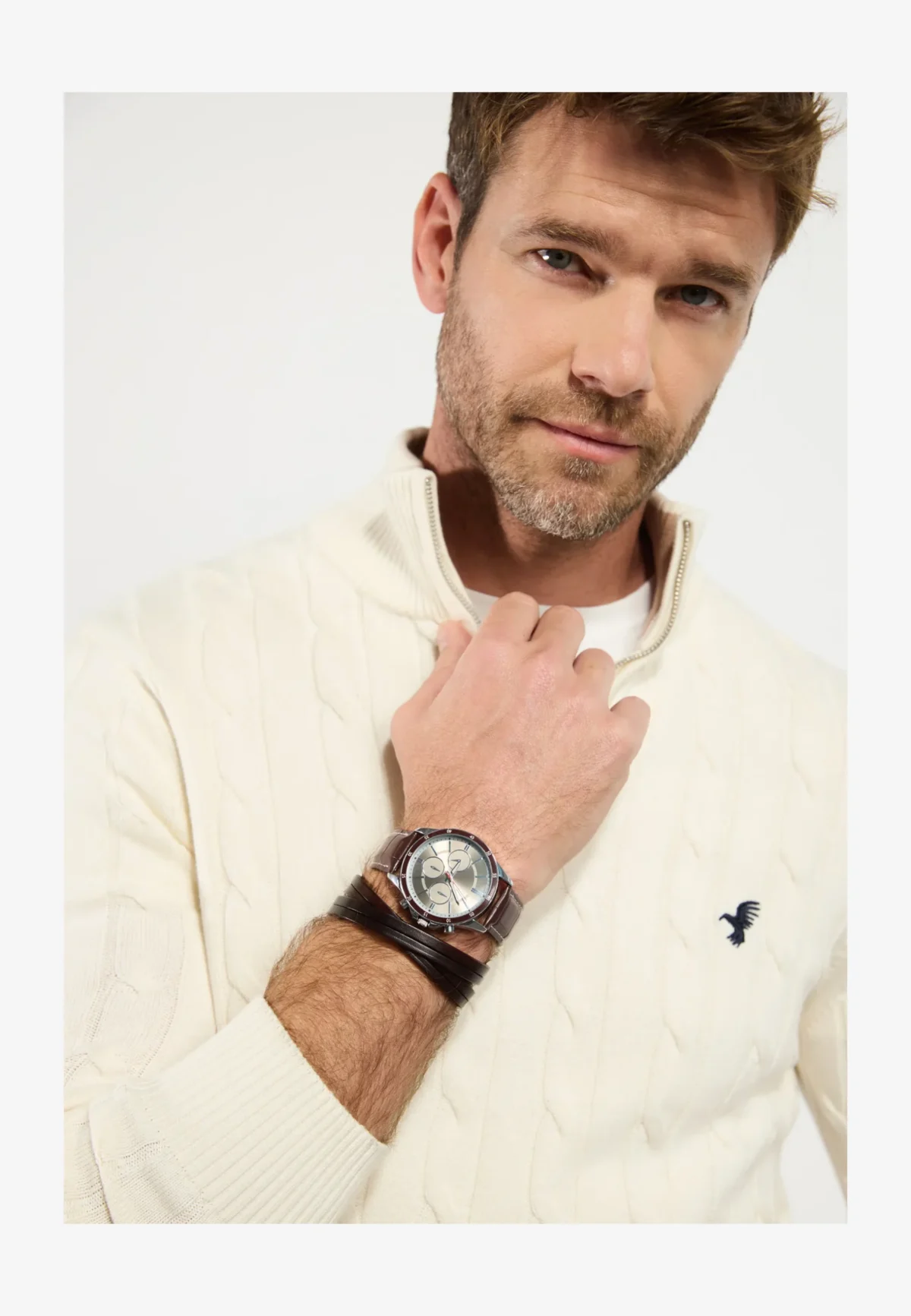 Horloge montre En vrai cuir italien homme – Image 4