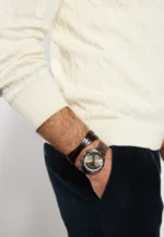 Horloge montre En vrai cuir italien homme – Image 3