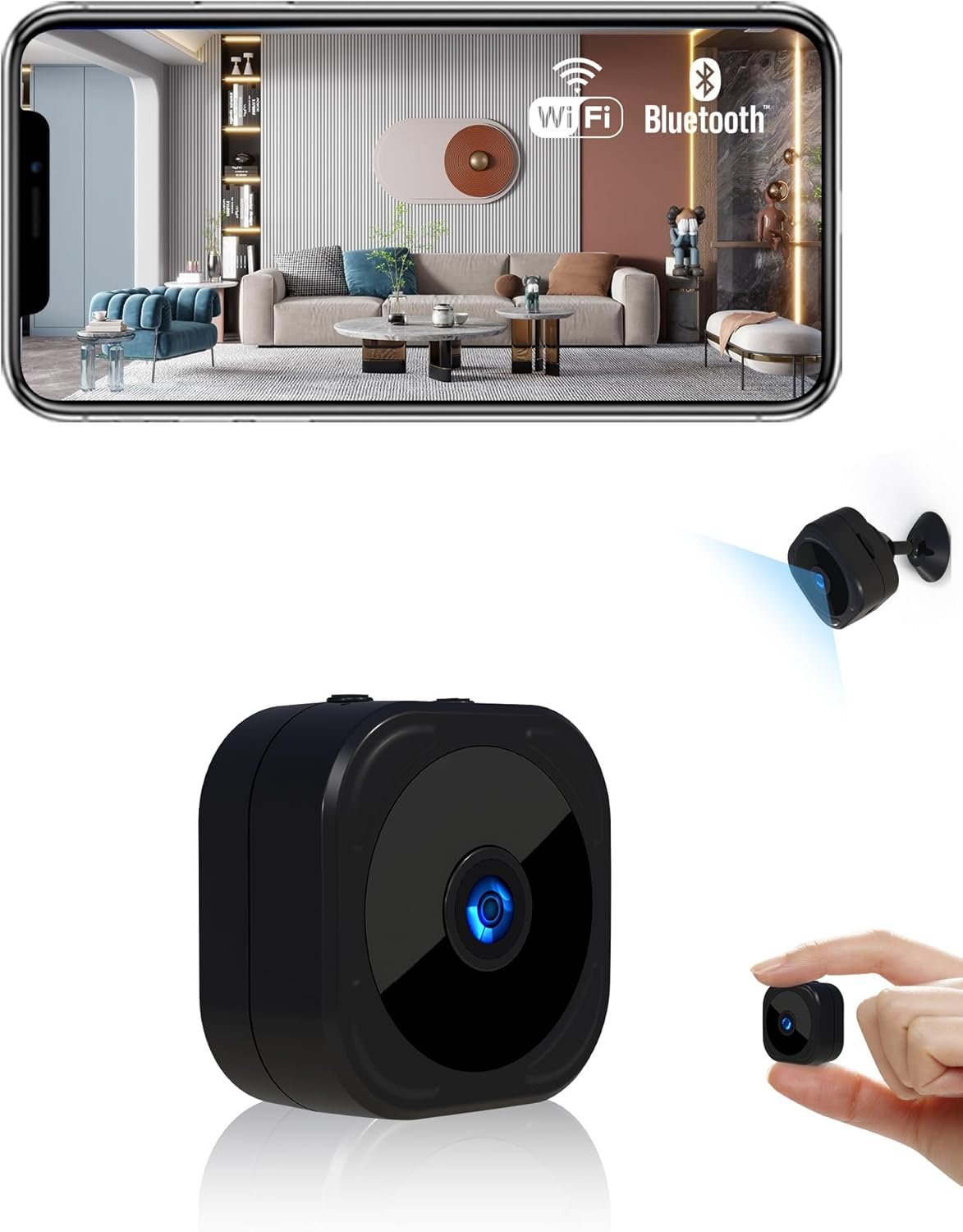 71o09I-DRCL._AC_SL1500_ Mini caméra Wi-Fi d'intérieur AOBOCAM, caméra de surveillance 1080p, vision nocturne, détection de mouvement, télécommande avec application – Image 1